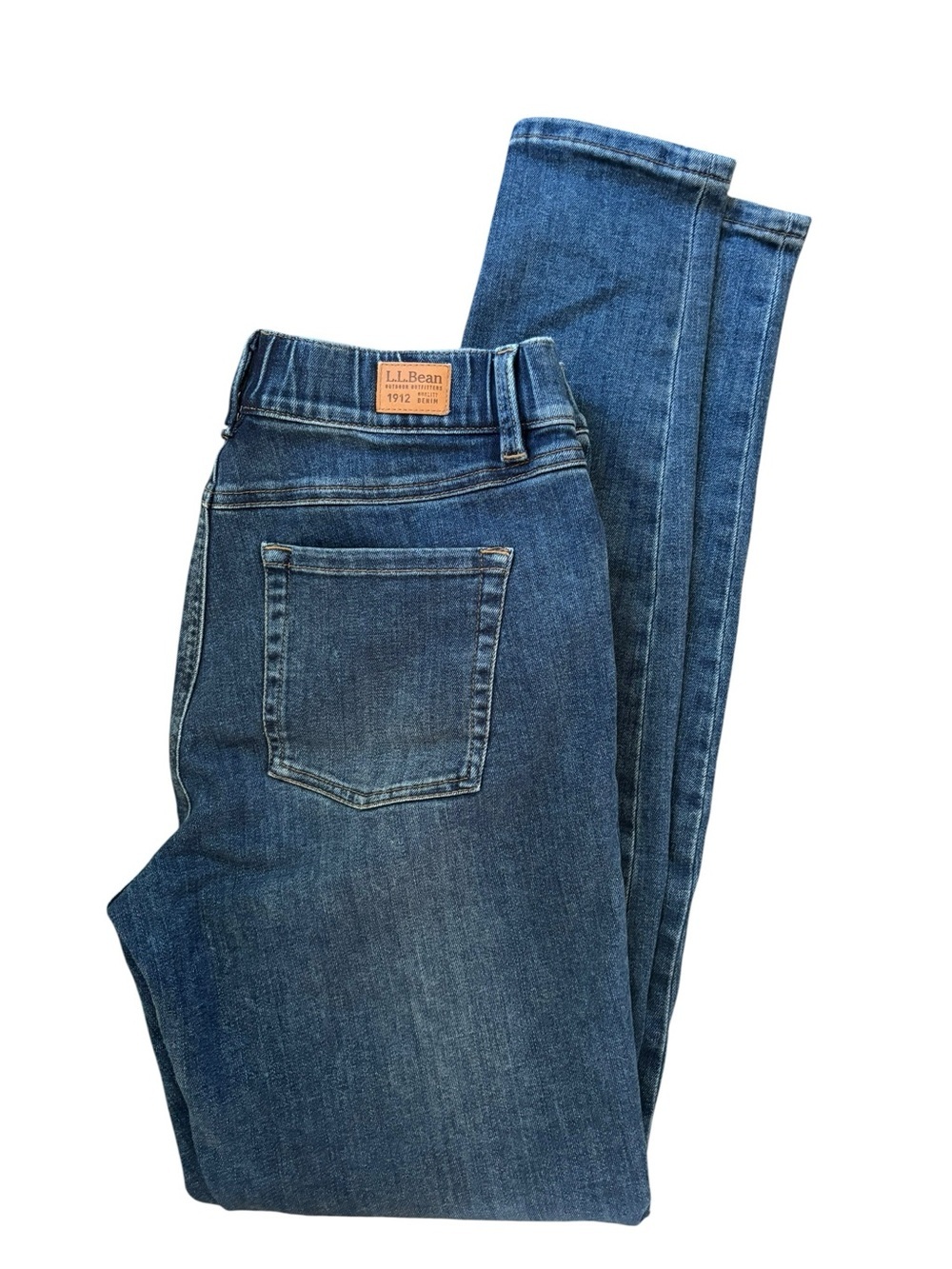 L.L.Bean BeanFlex Favorite Fit Pull On Skinny Fit Jean Sz 6M Tall Med Blue Wash
